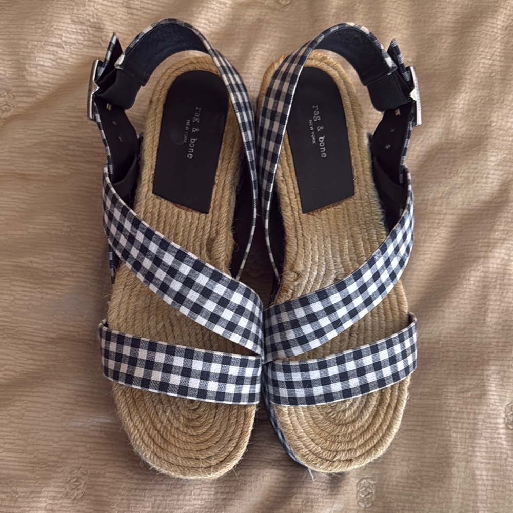 Rag & Bone Gingham Espadrille Platform Sandals - Picture 6 of 11
